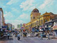 Hanif Shahzad, View of Zabunnisa street, 21 x 28 Inch, Oil on Canvas, AC-HNS-012
